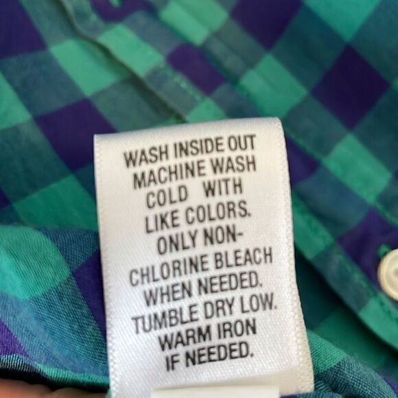 Sonoma Lifestyle aqua and purple gingham 100% cotton long sleeve XXL - Picture 9 of 10